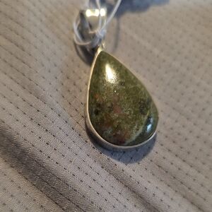 Elegant Green Unakite Stone Pendant.